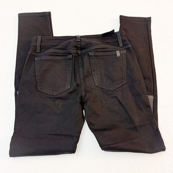 Joe's Black Collection Leather Patch Denim Skinny Jeans Size 27 - Picture 3 of 8